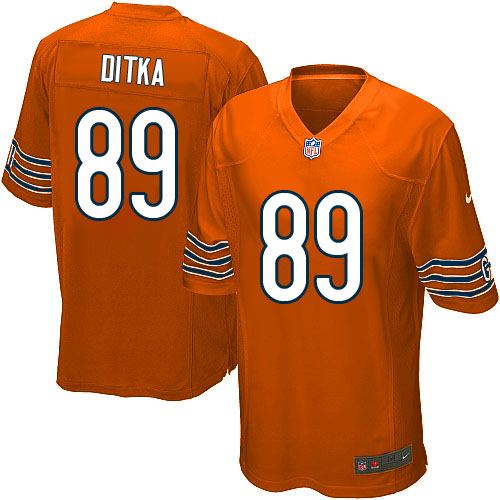 Men's Game Mike Ditka Nike Jersey Orange Alternate - #89 NFL Chicago Bears